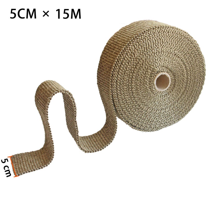 LEDAUT لفائف LEDAUT 2 رول 2" × 50' من لفائف عزل الحرارة التيتانيوم لعوادم الدراجات النارية مع شريط حماية من الألياف الزجاجية مع روابط من الفولاذ المقاوم للصدأ - Image 2